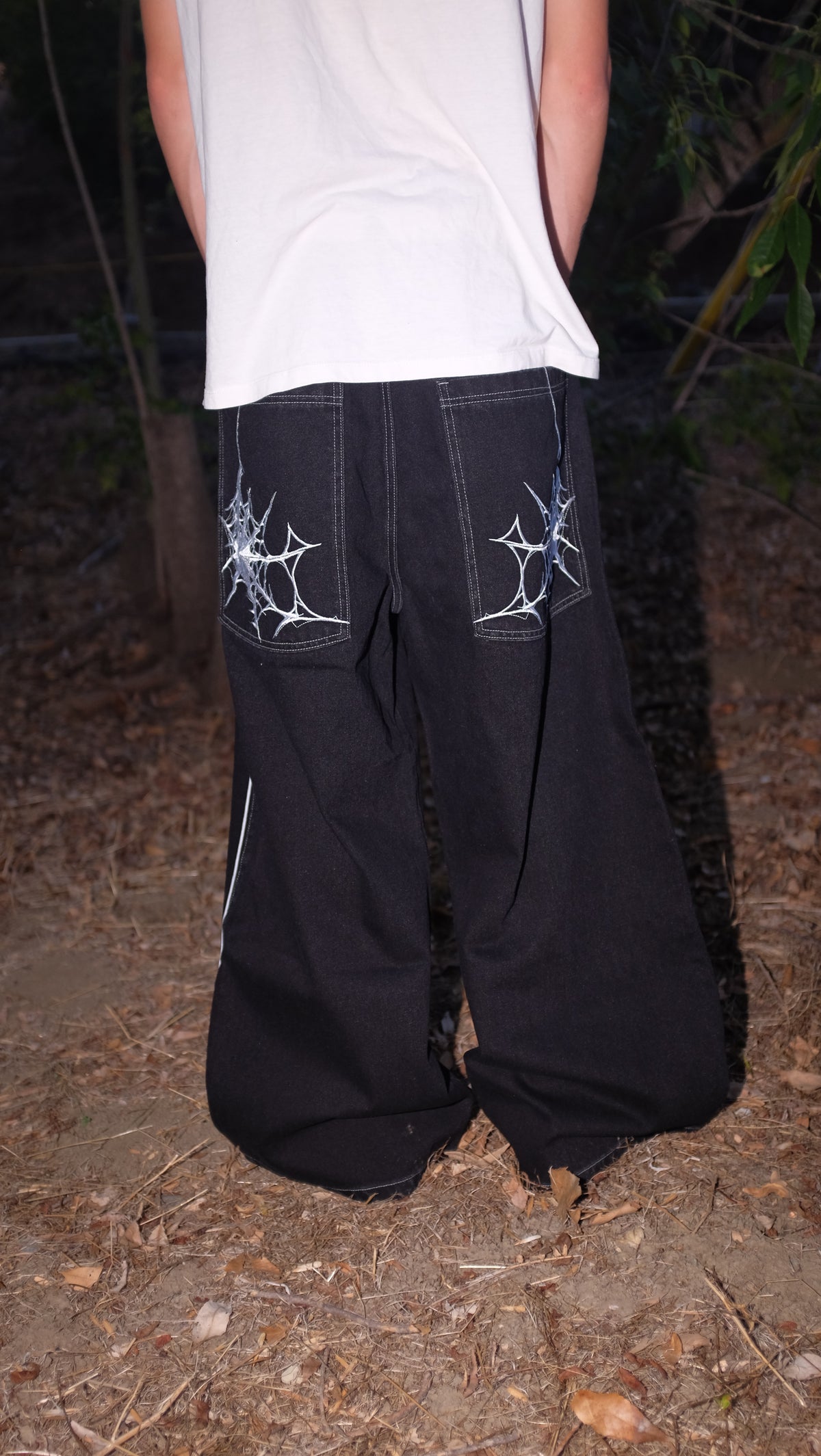 black raver spider web jeans