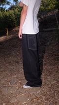 black cross jeans white stitching